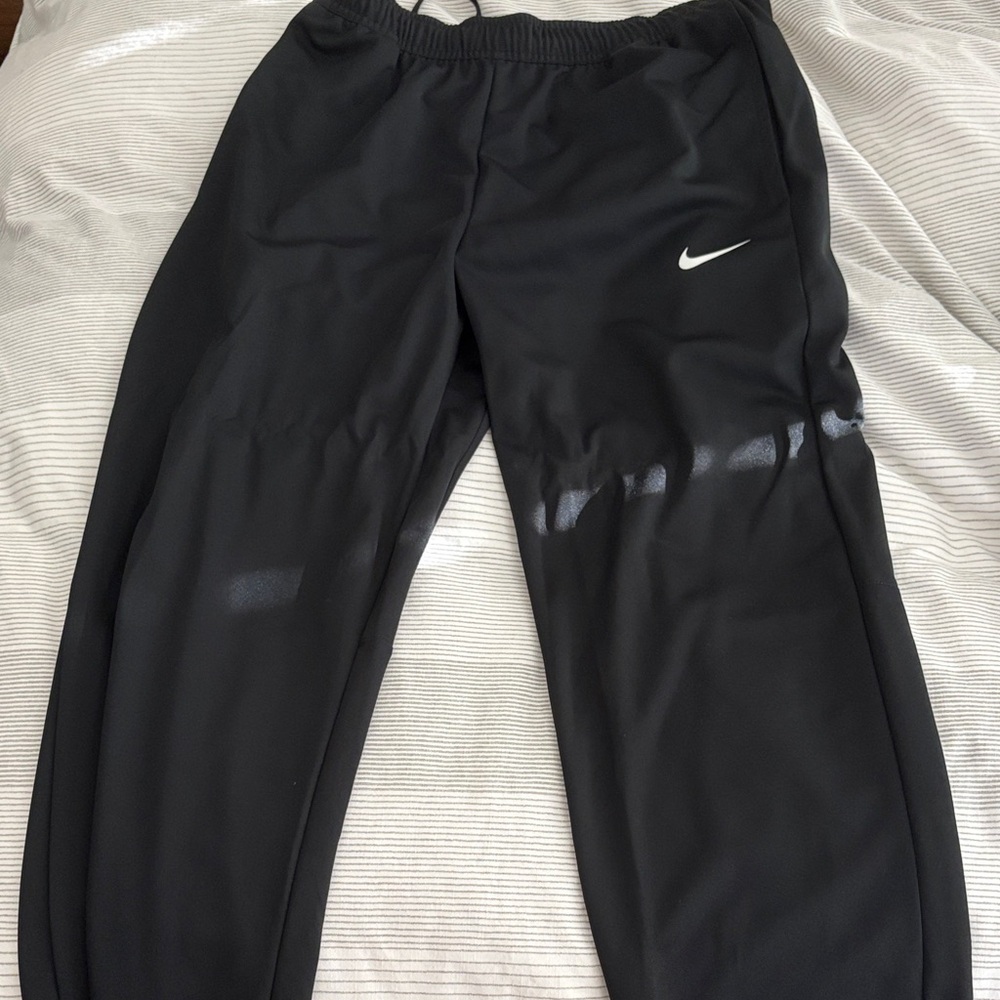 Nike Black Athletic Pants with White Logo